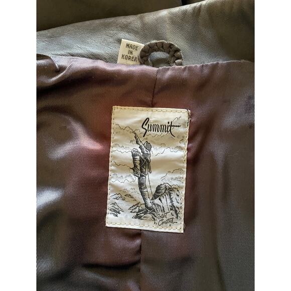 VNTG Summit Smooth Leather Blazer Jacket M Grey Long Line Lapel Collar 1980s - Picture 12 of 15